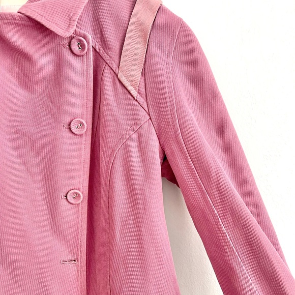Vintage Rebecca Taylor Pink Preppy Military Peacoat Jacket Canvas Twill Coat Y2K - Picture 6 of 16
